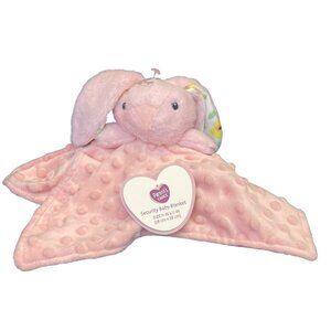 Parent's Choice Pink Dots/Floral Bunny Plush Security Baby Lovey Blanket NWT